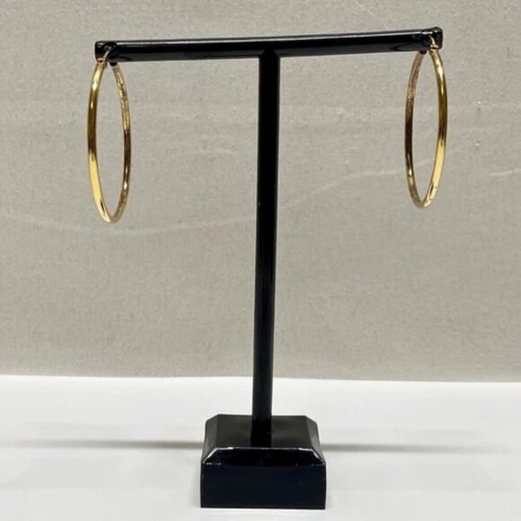 Sterling Silver Vermeil Hoop Earrings 1 1/2" Gold Plated FAS 925 Stamped 3.6g - Picture 5 of 5